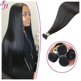 FH natural black hand-tied weft 4 pieces human hair extensions in stock