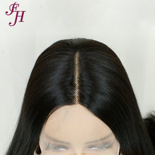 Load image into Gallery viewer, FH P13839 natural black straight T part lace synthetic wig