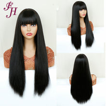 Load image into Gallery viewer, FH P13840 natural black straight machine made wig