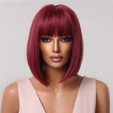 Load image into Gallery viewer, FH P14180 beautiful ombre red short bob wig synthetic wig