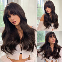 Load image into Gallery viewer, FHTK P13974 brown natural wavy bang synthetic wig